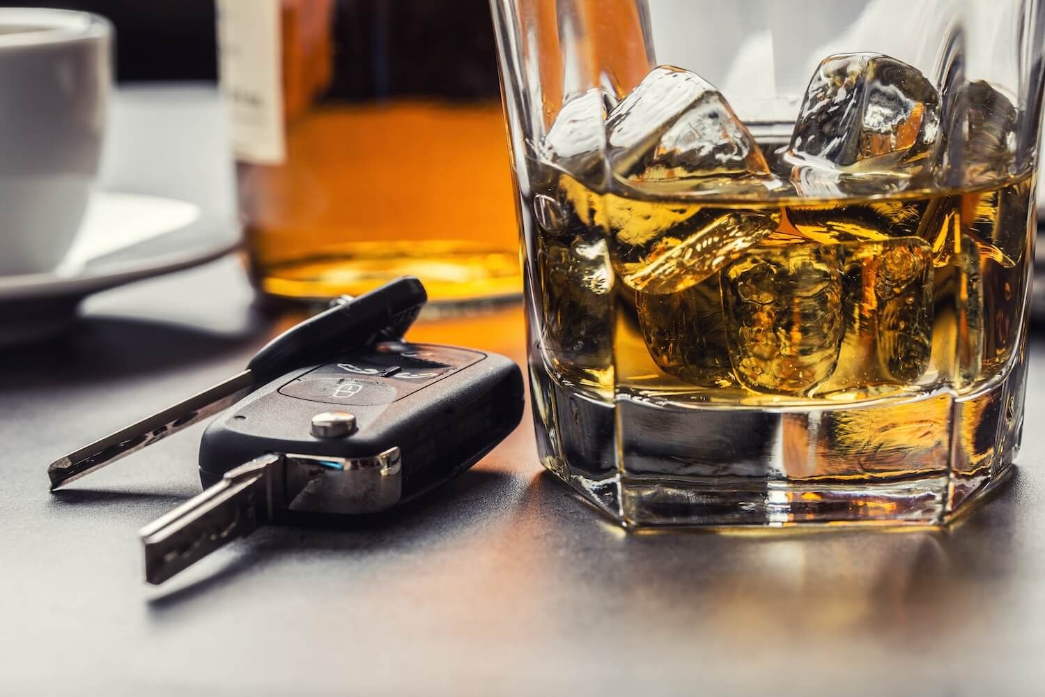 drinking with car keys on bar